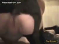 Black doggy finishes a giant load in its cute Russian goddess